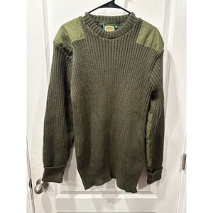Cabelas Mens Military Style Wool Sweater Olive Green Size XL REG Made in England